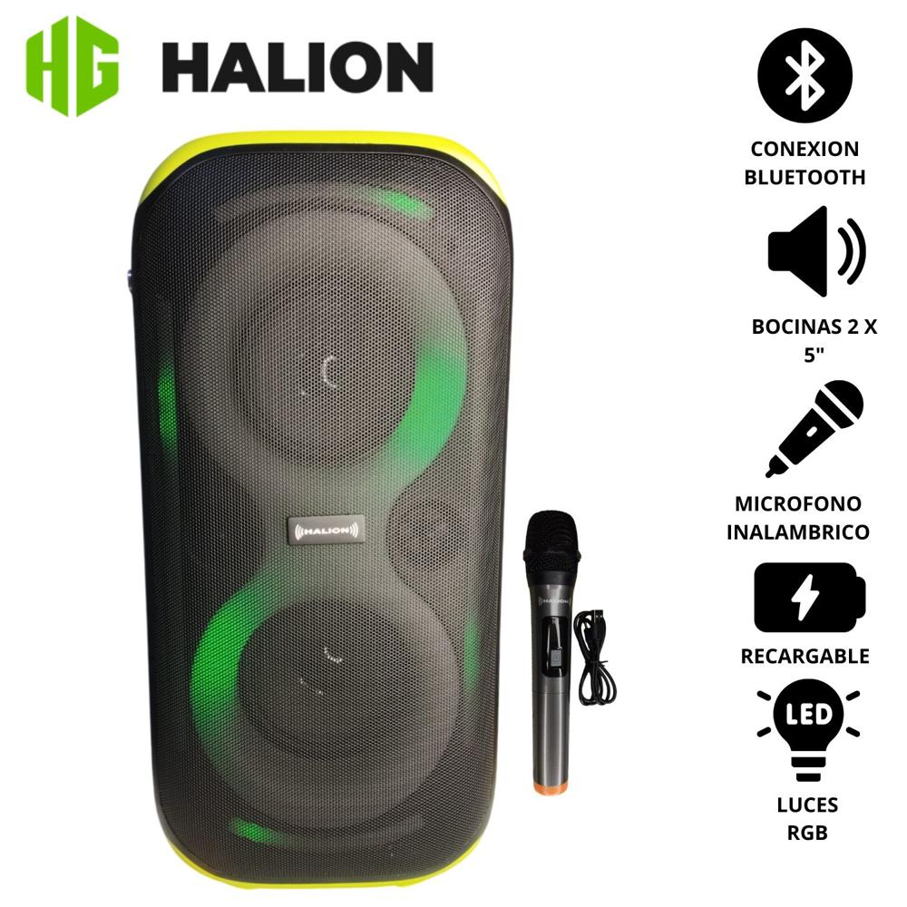 Parlante Portátil Halion Calipso PRO HA W55 USB BT TWS MICROFONO RGB