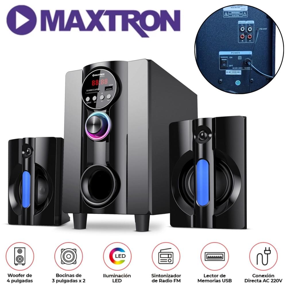 Parlante 2,1 Maxtron MAX S202 Zenith Subwoofer 4"" USB BT AUX