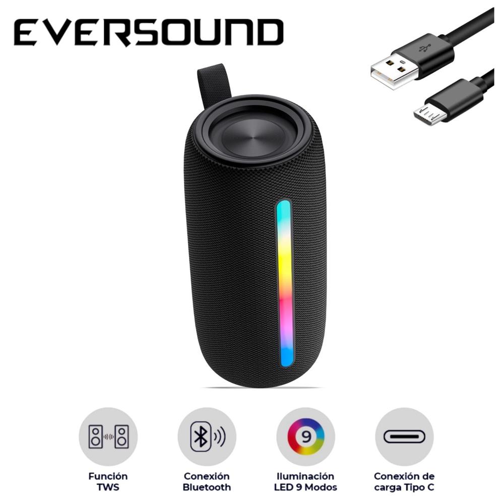 Parlante Eversound EV 502 Oxford BT USB TWS Luces RGB 3.7V/2400MAH