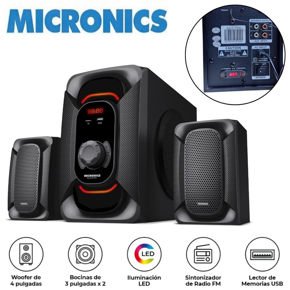 Parlante Micronics MIC S7401BT Blaster 2.1 USB BT AUX Iluminación LED