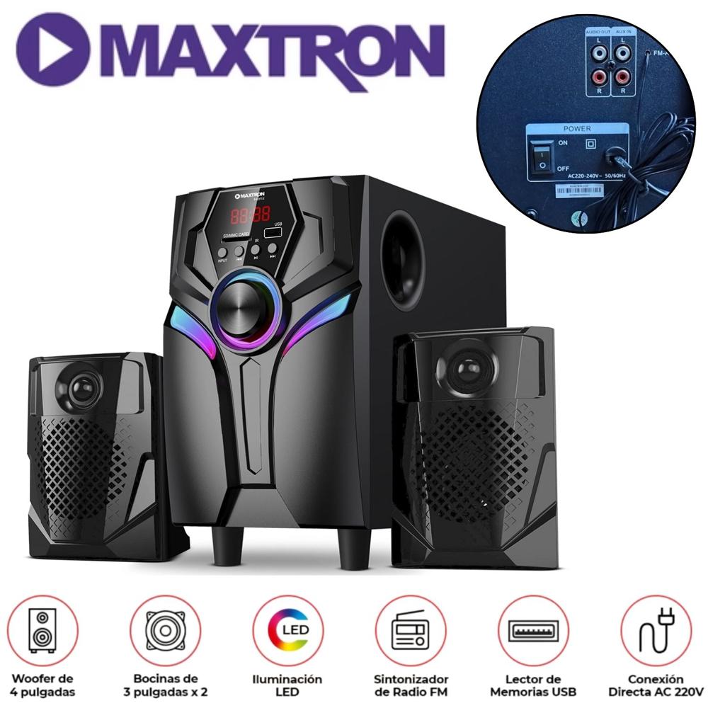 Parlante 2,1 Maxtron MAX S200 Hertz Subwoofer 4"" USB BT AUX