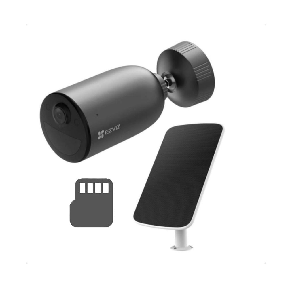 CAMARA CON PANEL SOLAR EZVIZ EB3 2K 3MP MAS MEMORIA MICROSD 128GB DE REGALO