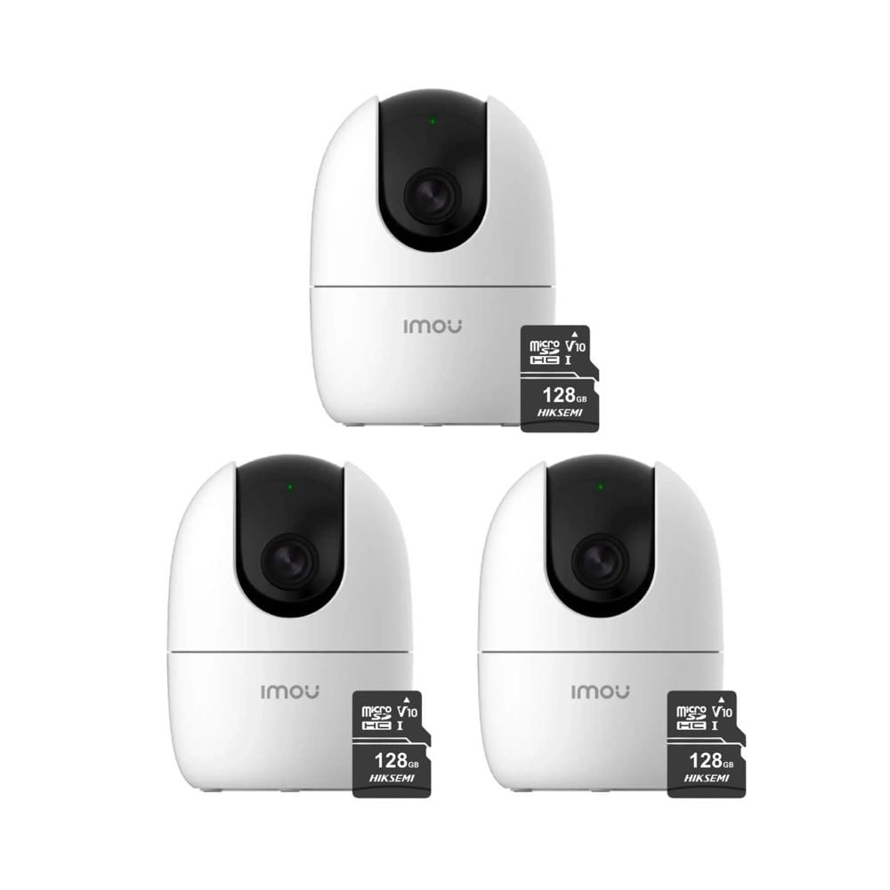 Kit de 3 Cámara de seguridad Wifi IMOU Ranger 2 3MP + Micro SD 128GB interior 360° Vision Nocturna