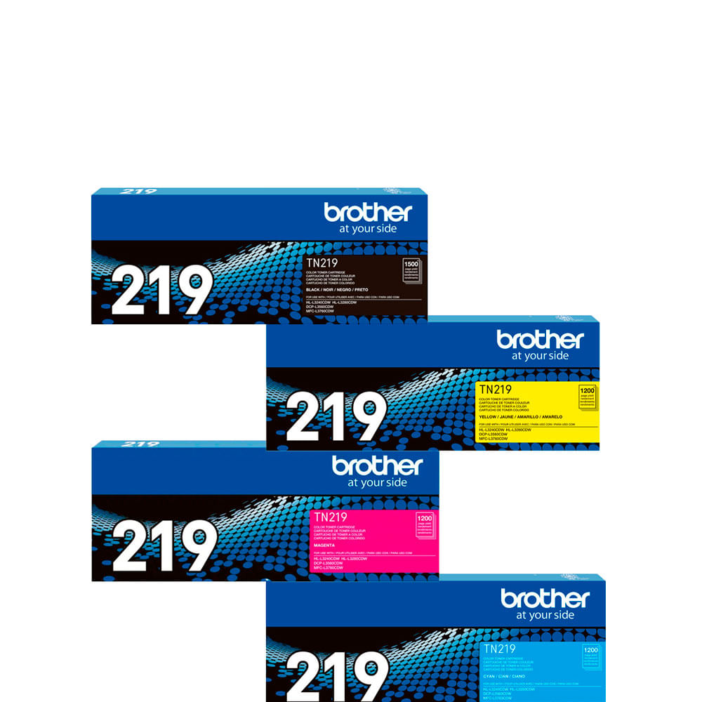Kit de Tóner Brother TN 219 Original Negro  Cian  Magenta y Amarillo