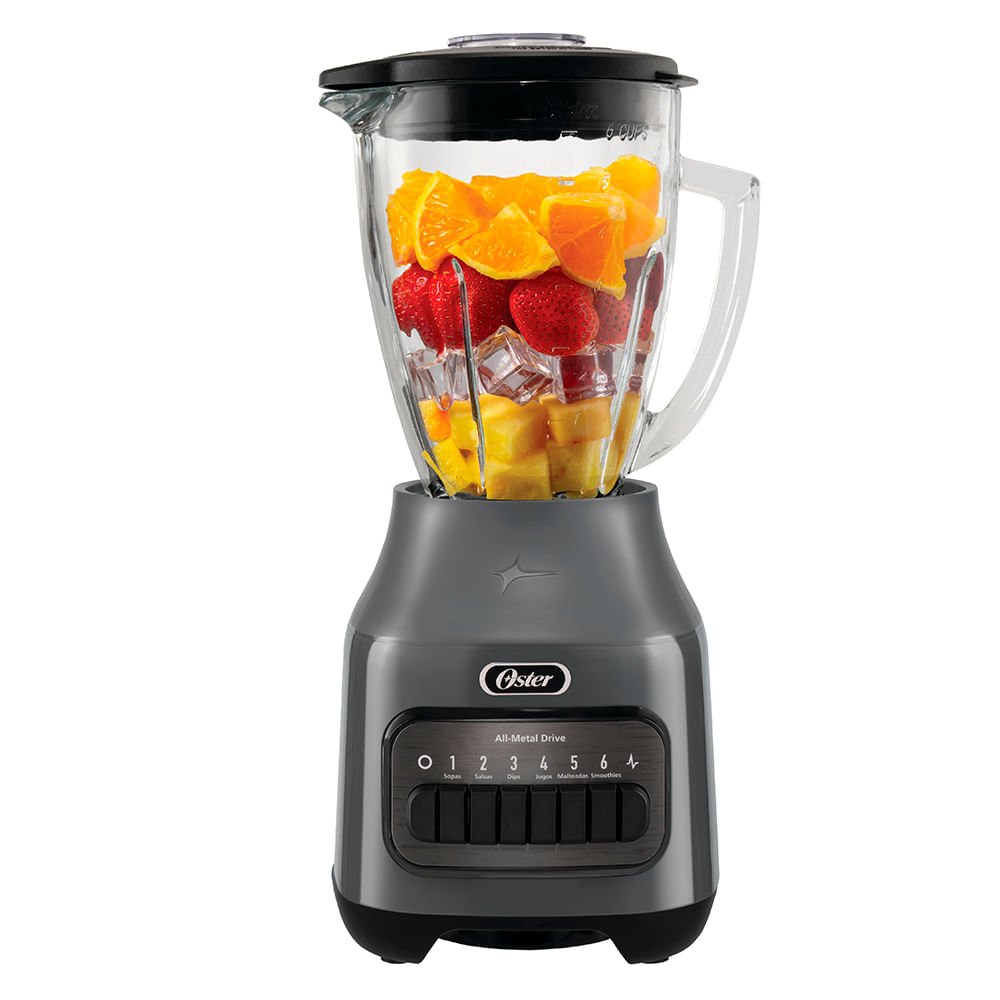 Licuadora Oster 1.5 L BLSTPEG GPB Gris – 6 Velocidades + Pulso, Vaso de Vidrio Boroclass