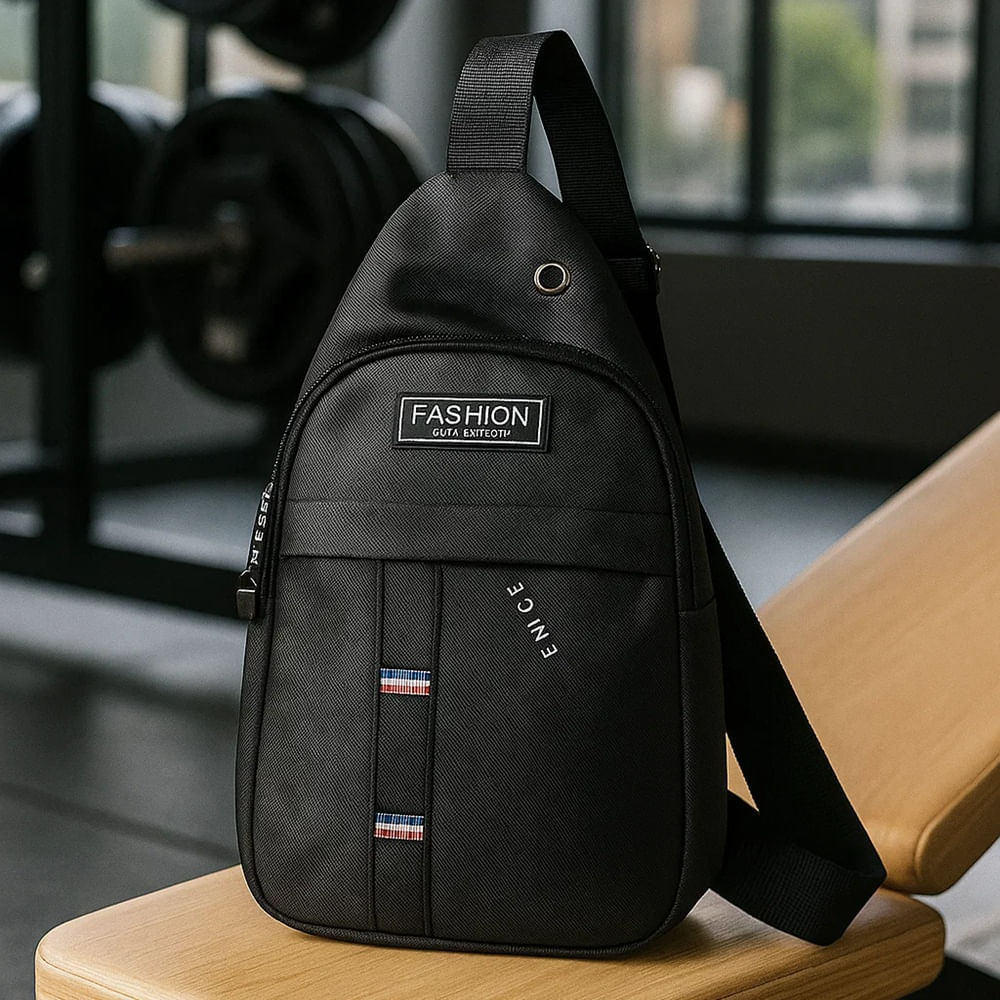 Riñonera cruzada negro con correa ajustable