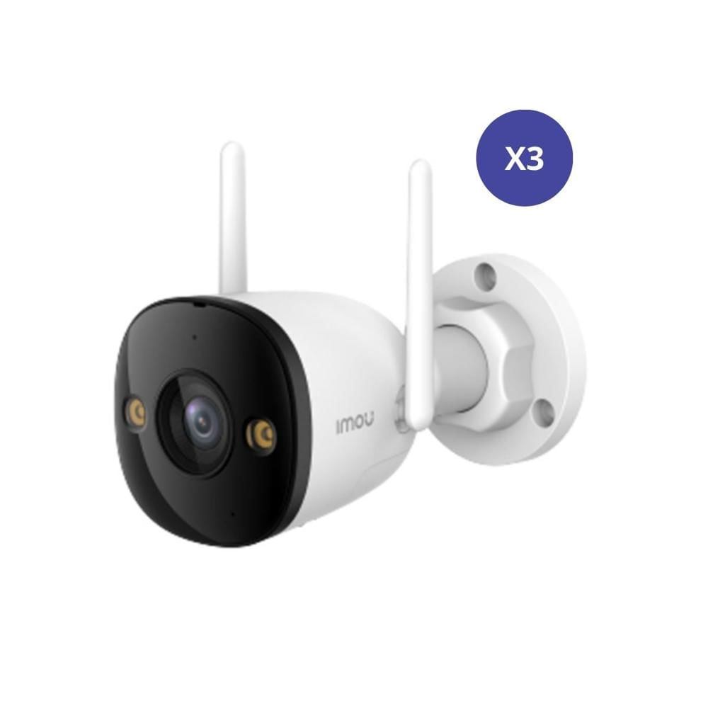 Kit de 3 Cámara seguridad WiFi IMOU Bullet 3 5MP 3K IP67 exterior visión nocturna color