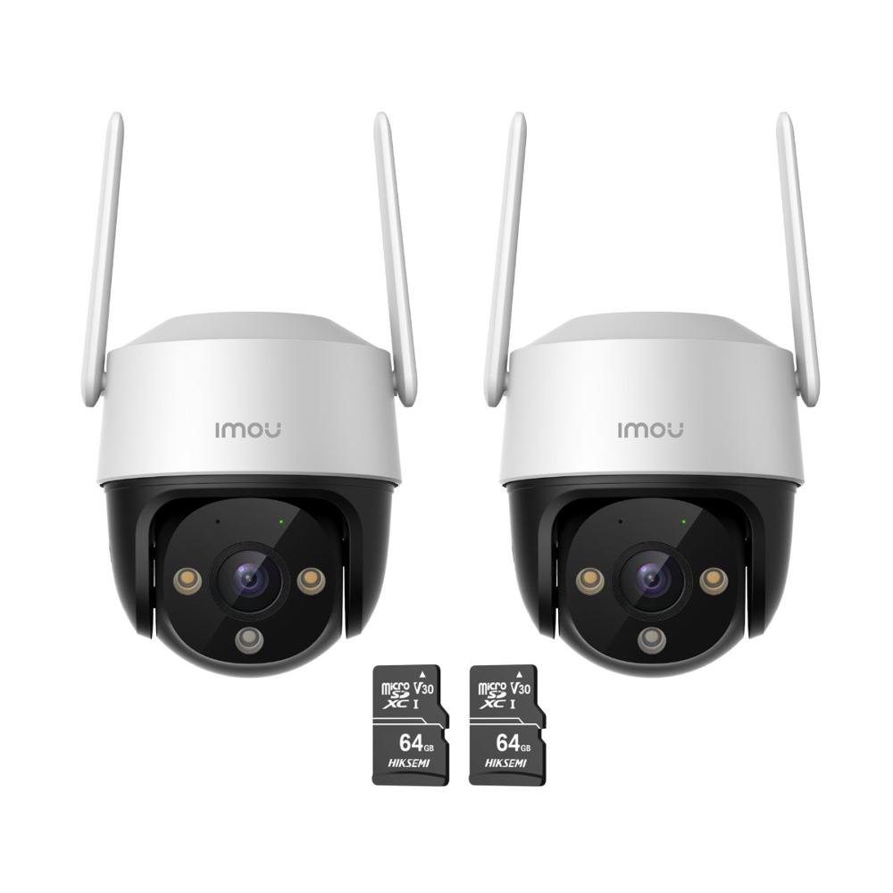 Kit 2 Cámaras seguridad IMOU Cruiser SE+ 2K 3MP + MicroSD 64GB 360° Exterior Visión Nocturna