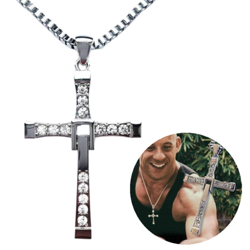 Collar Cruz Hombre Toretto Dominic Rapido Furioso Plateado Acero