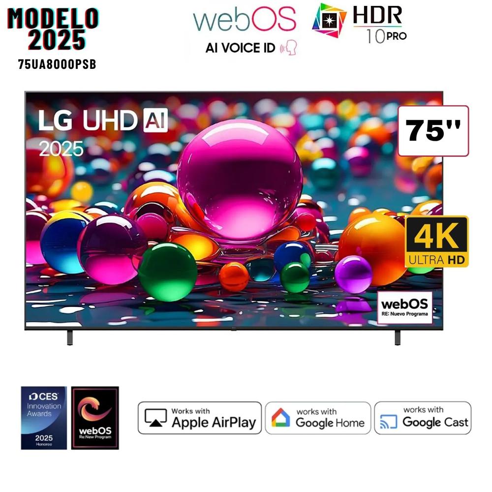 TELEVISOR 75 LG 75UA8000PSB SMART TV UHD 4K THINQ AI 2025