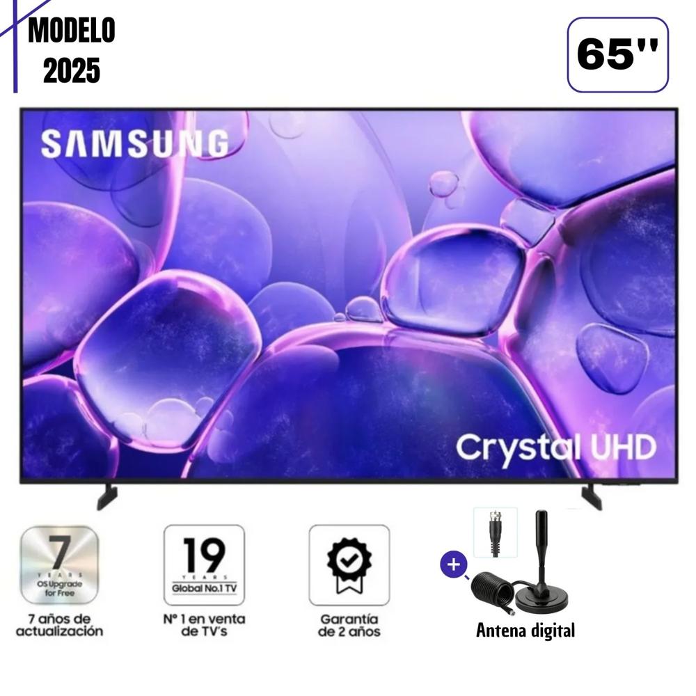 TELEVISOR SAMSUNG 65'' UN65U8000F CRYSTAL UHD SMART TV 2025 MAS ANTENA DIGITAL