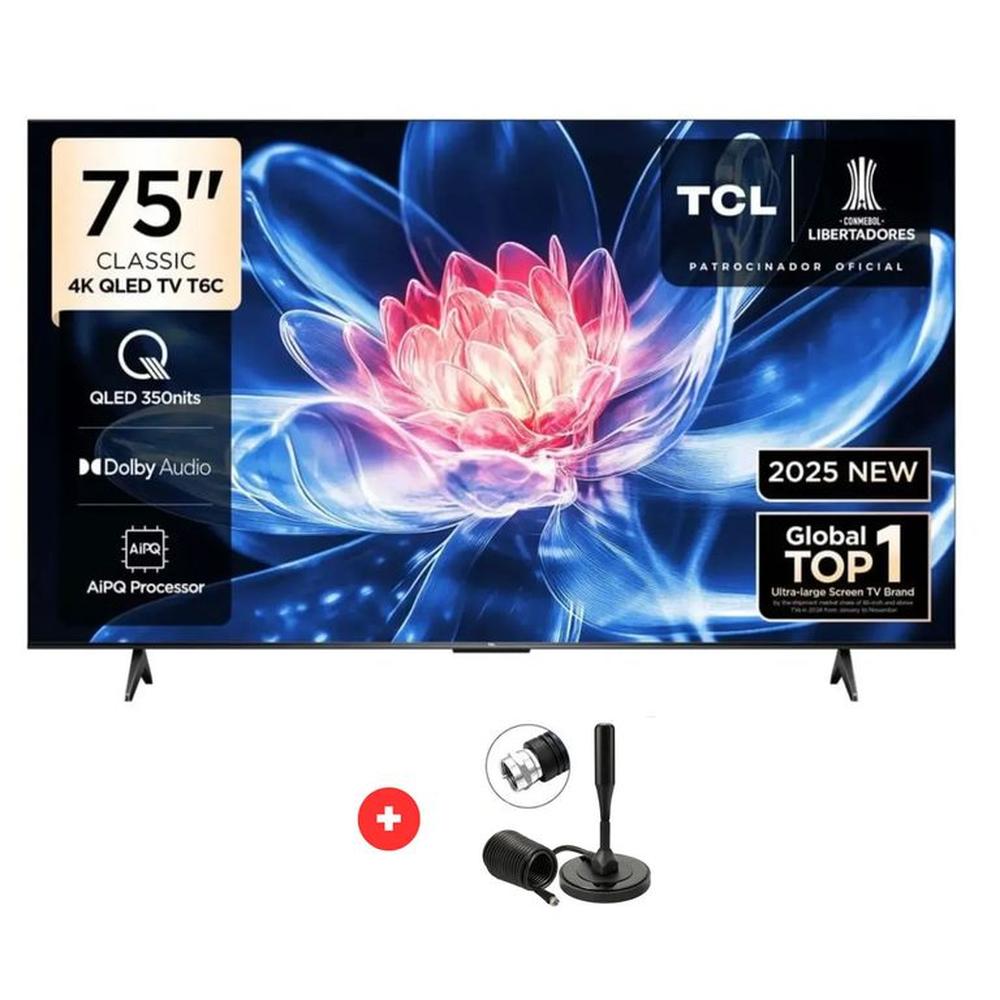 TELEVISOR TCL QLED 75 75T6C UHD 4K SMART TV MAS ANTENA DIGITAL TELEVISOR TCL QLED 75 75T6C UHD 4K SMART TV MAS ANTENA DIGITAL