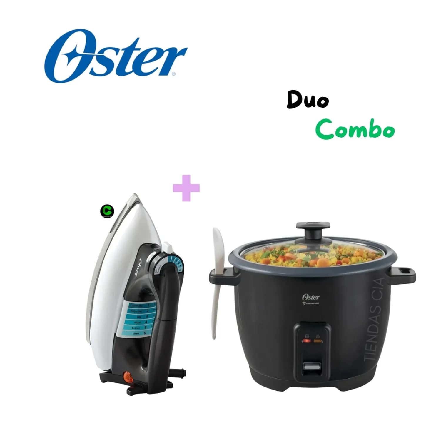 Duo Combo Oster Olla Arrocera CKSTRCB10DFBLK y Plancha Clásica