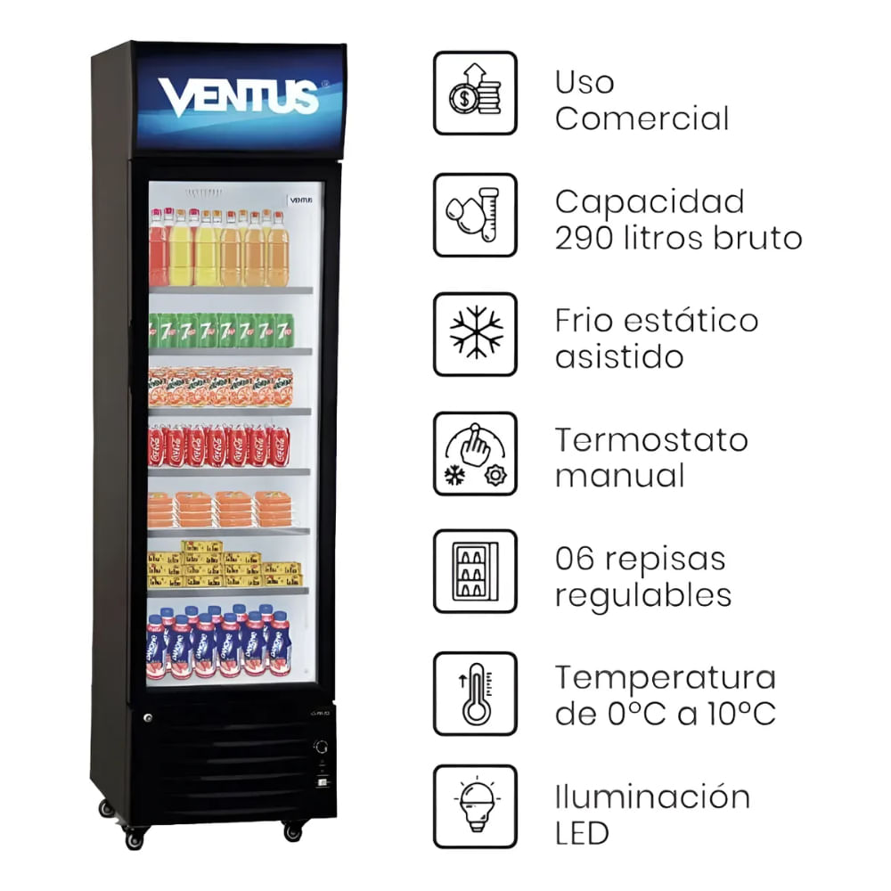 Visicooler Ventus De 1 Puerta De 290 Lt - Para Negocio