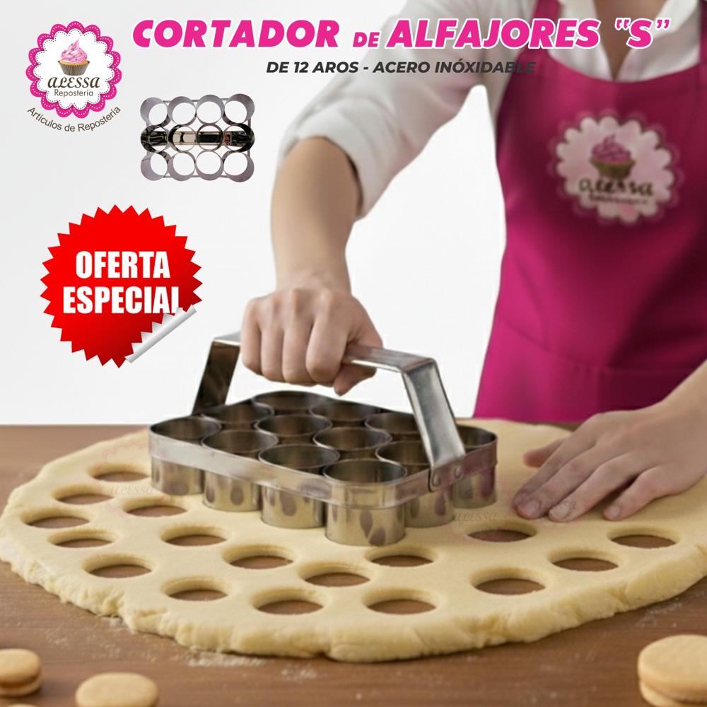 Cortador de Alfajores en Plancha de Acero con 12 anillos Tamaño S