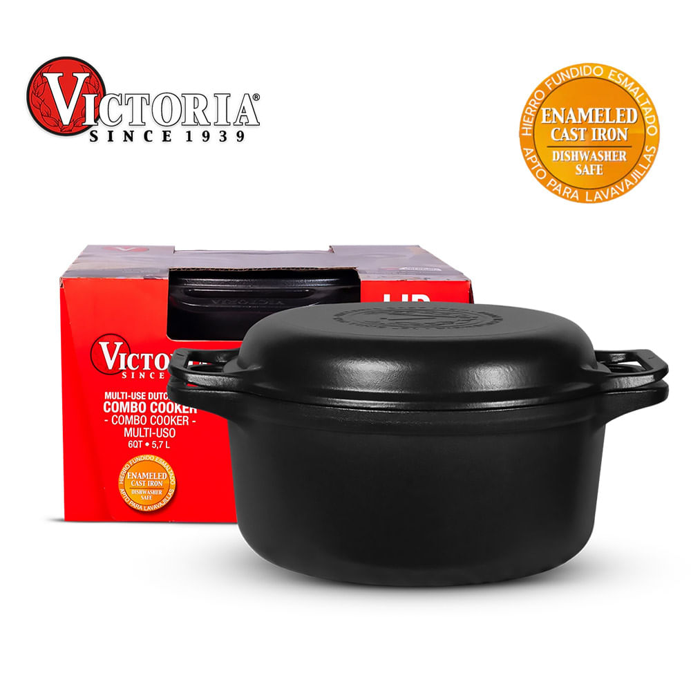 OLLA COOKER HOLANDESA VICTORIA HIERRO FUNDIDO 26CM 5.7LT COMBO