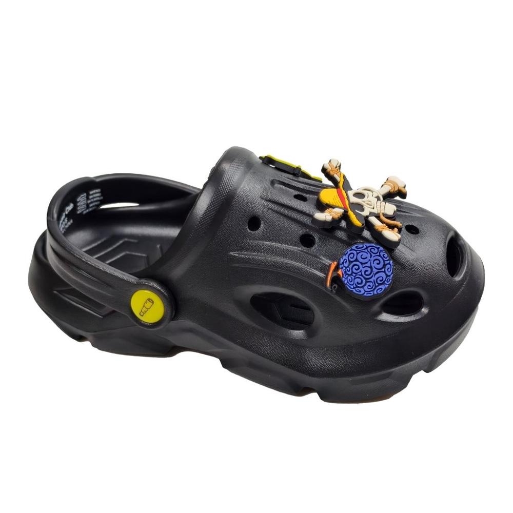 Sandalias Niño Clog Casual One Piece Luffy Negro Talla 28