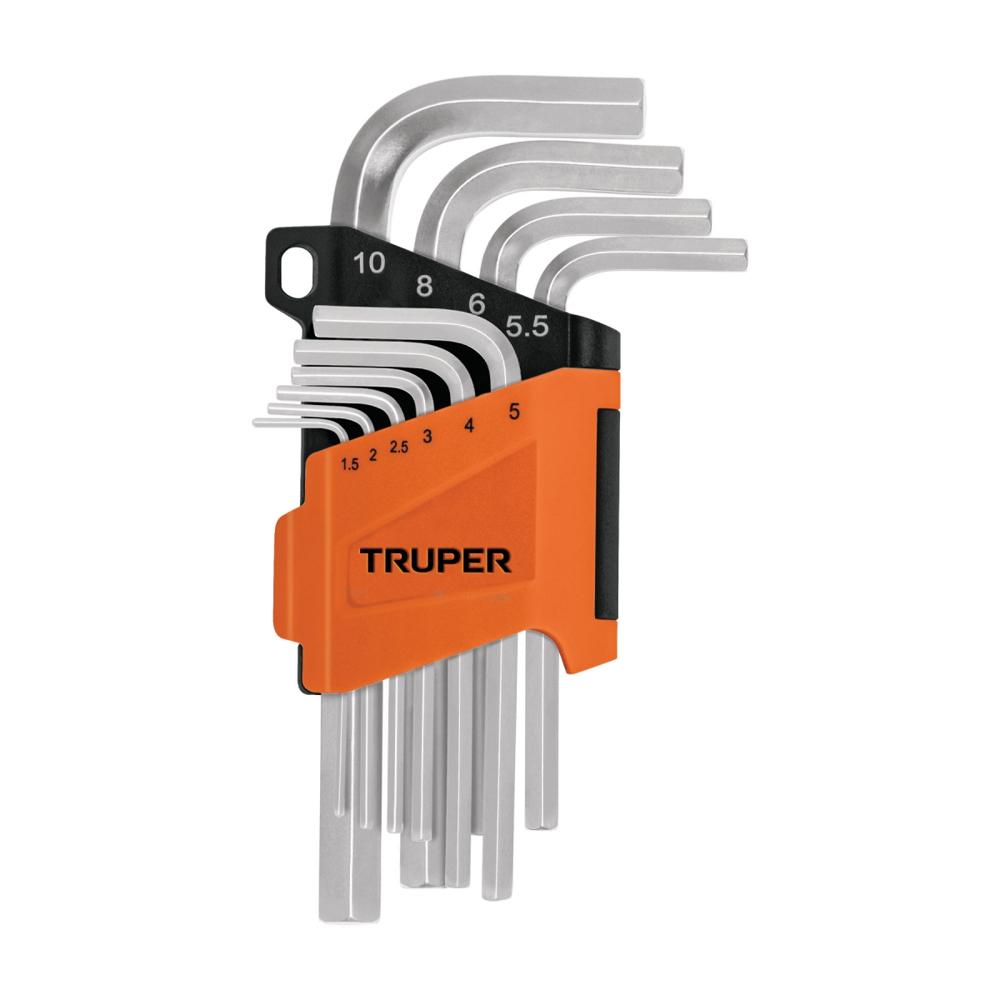 Juego 10 Llaves Allen Milimetricas Hexagonal Truper 15536
