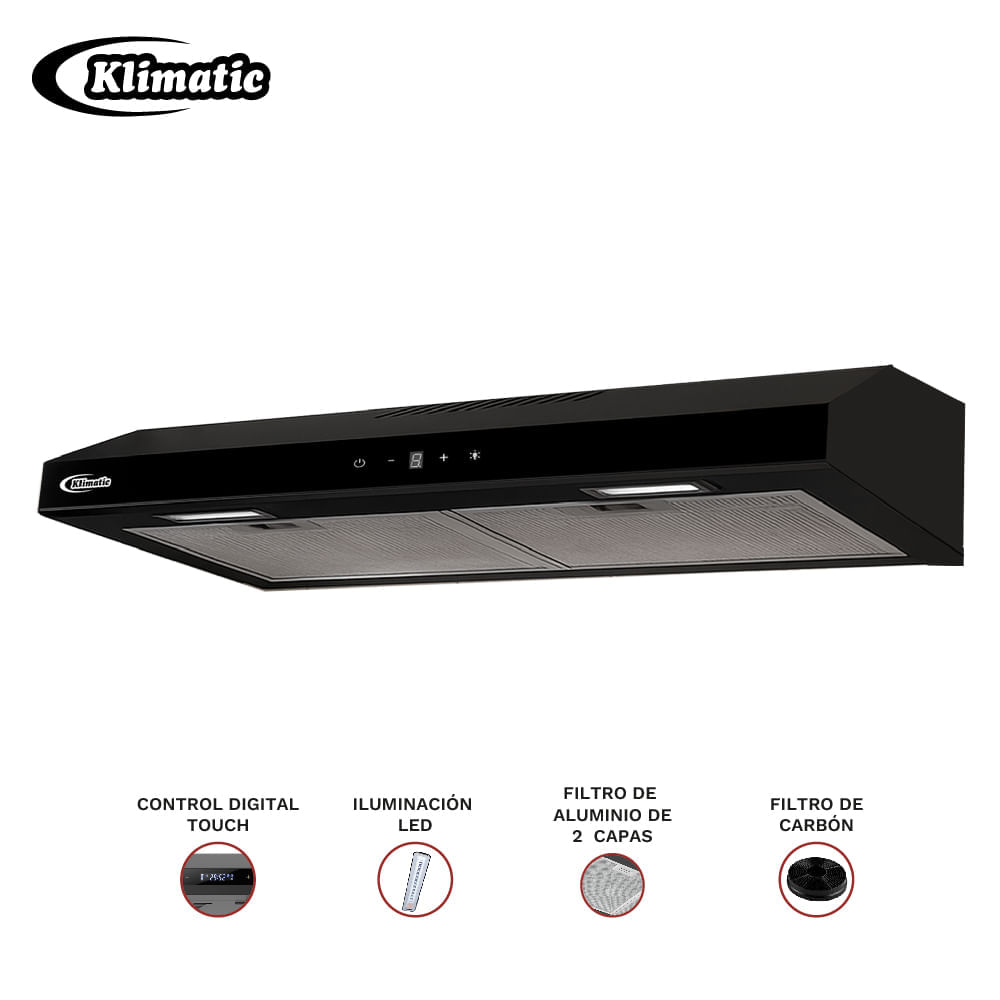 Campana extractora 60cm Vento Black Klimatic