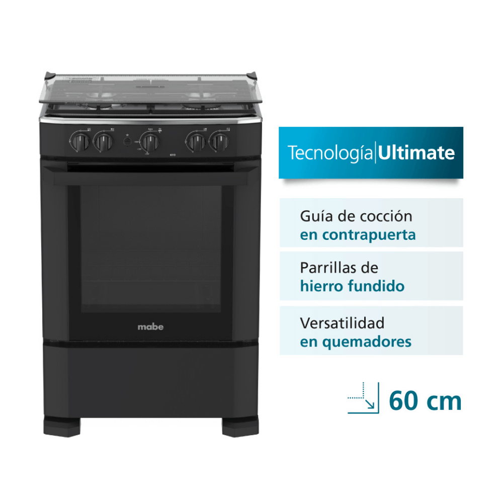 Cocina de pie Cmp6010fn0 a Gas Mabe 60cm Negro