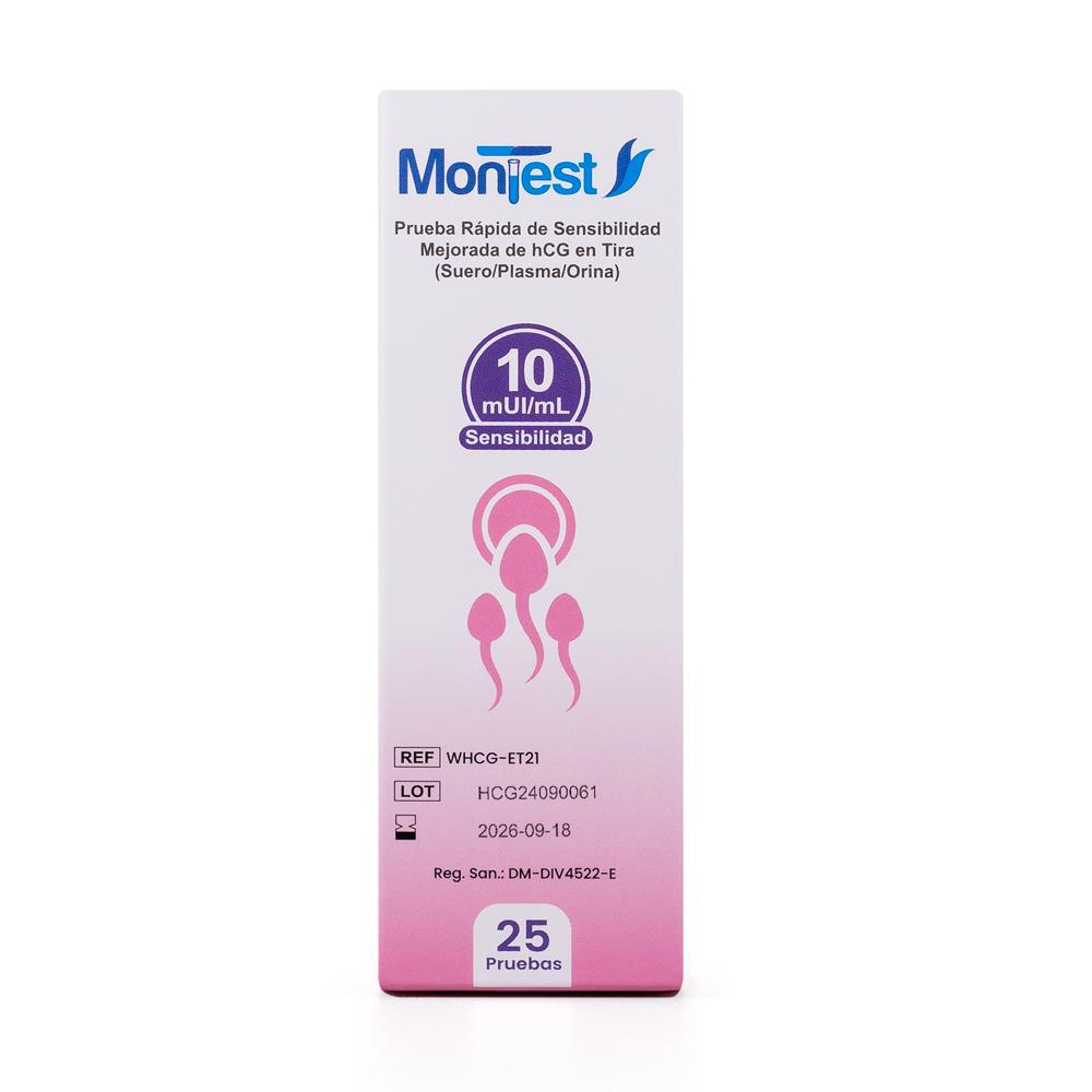 Prueba Rápida Embarazo Hcg Tiras 3 En 1 Montest Fco 25 Und