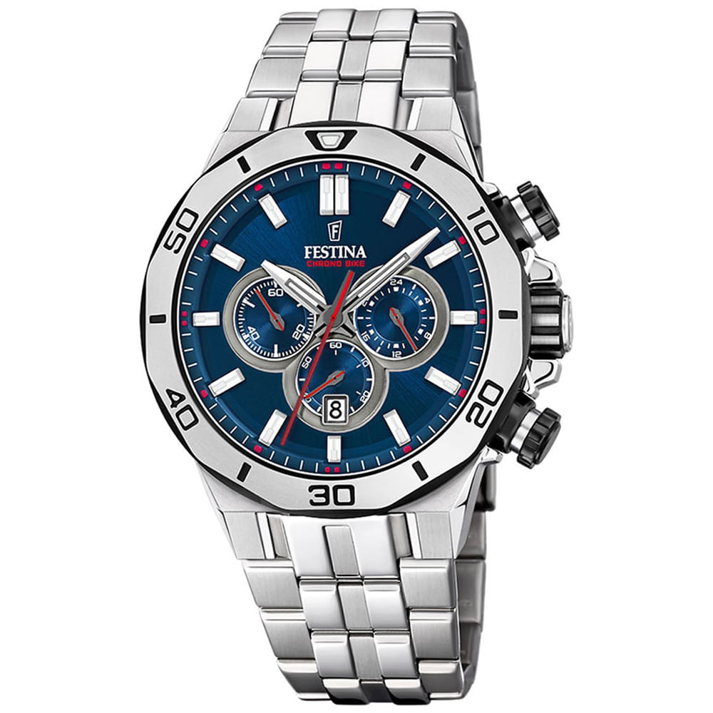 Reloj Festina Chrono Bike F20448-3 Fecha Cronómetro Acero Inoxidable Dial Azul
