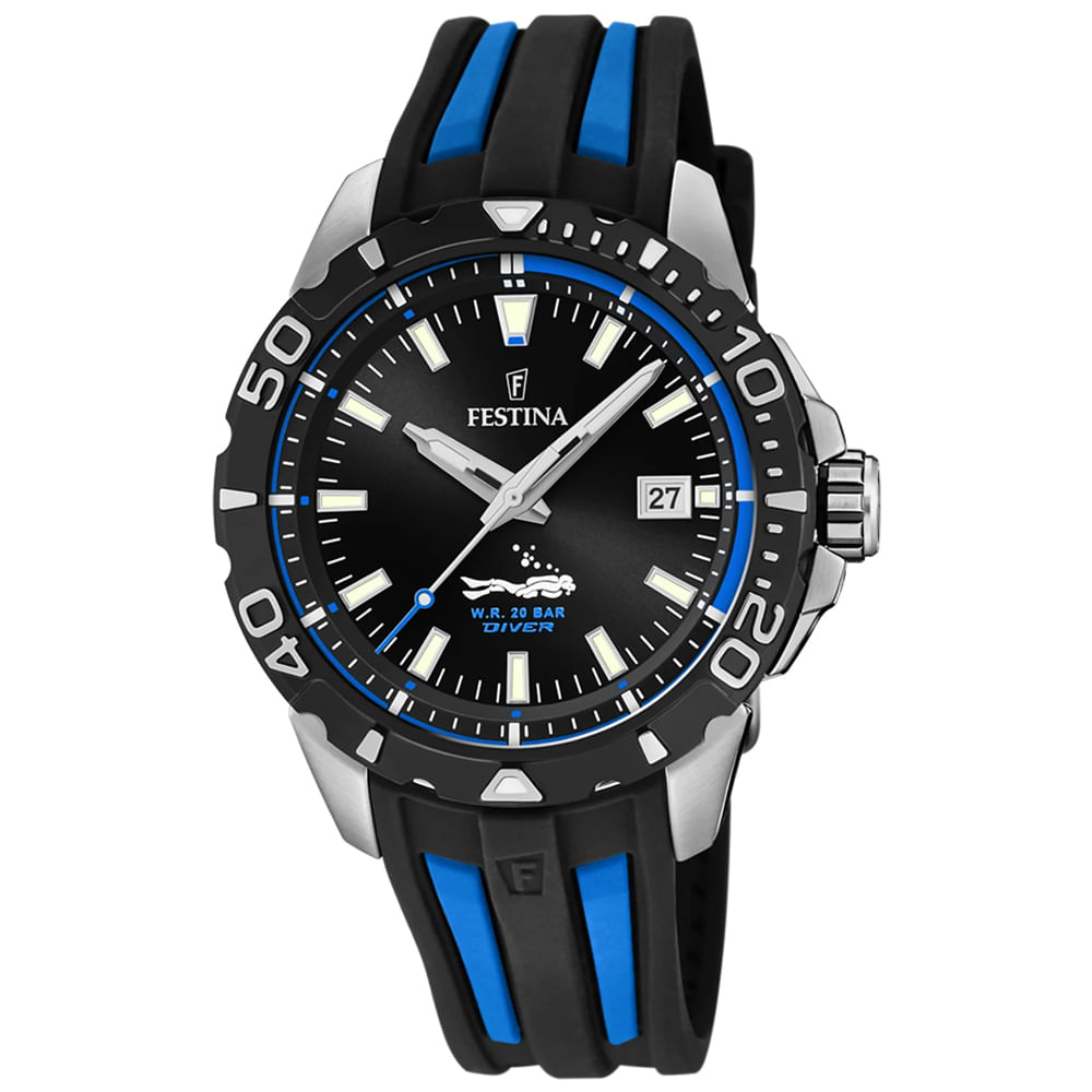 Reloj Festina The Originals F20462-4 Fecha  Correa de Silicona y Dial Negro Azul