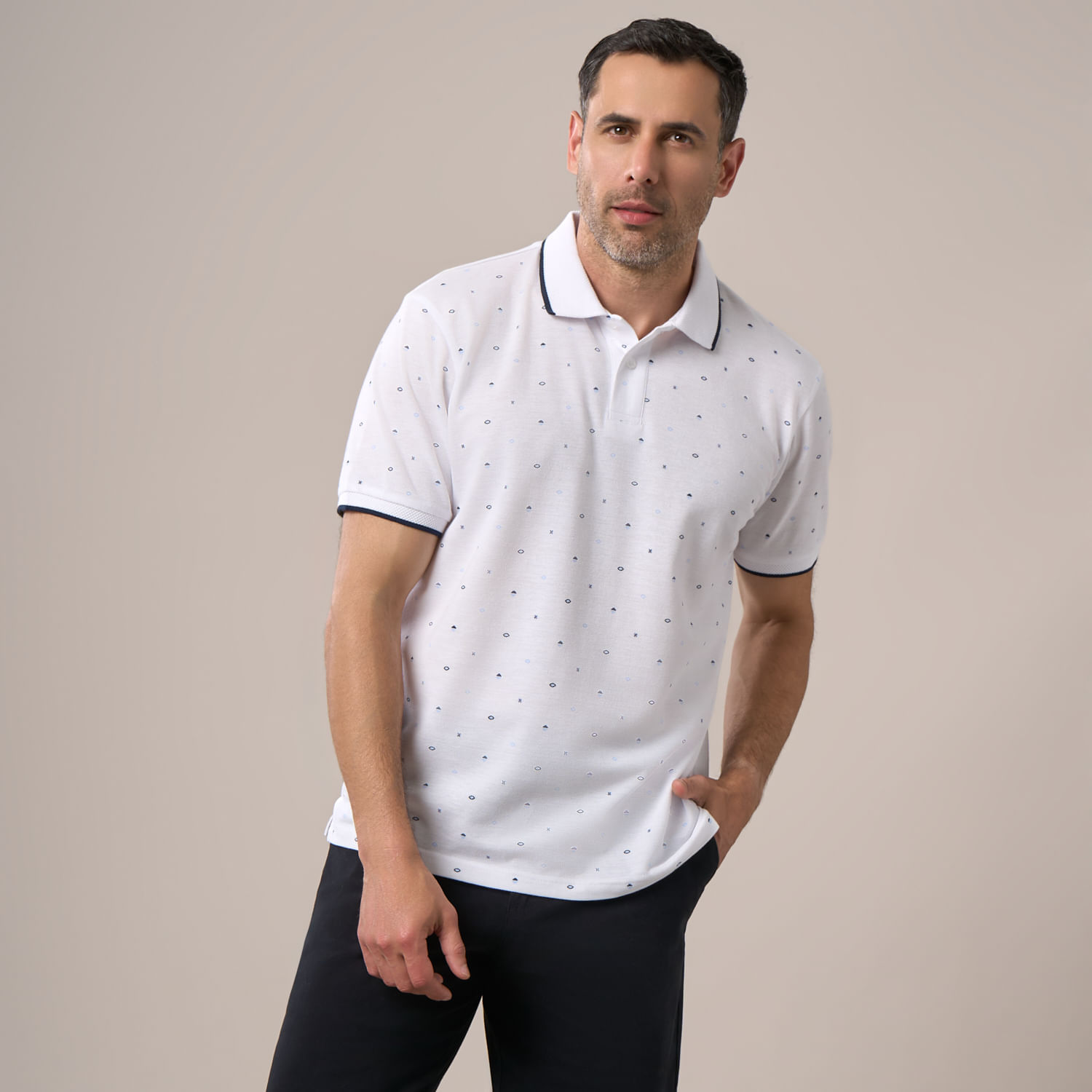 Polo Hombre Madison Mini Print Pique