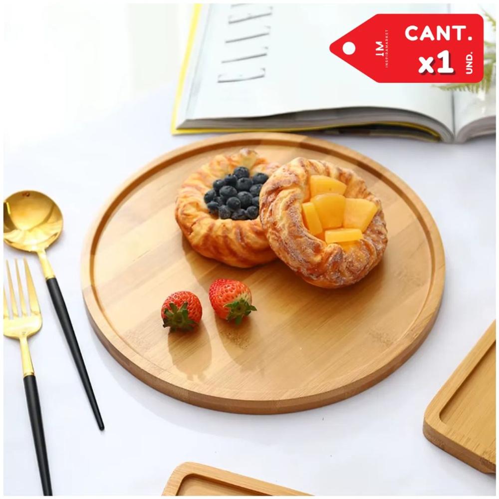 Bandeja para Alimentos Decorativa Bambu Redondo