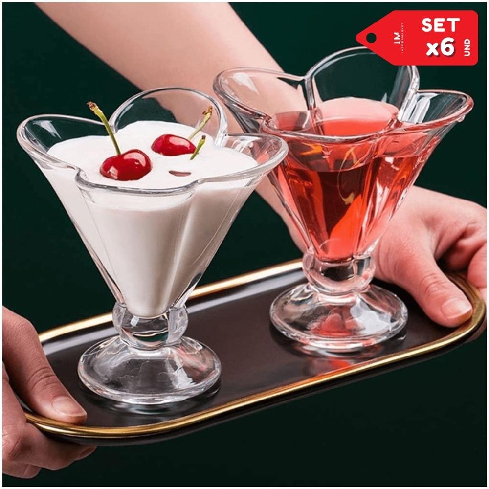 Set x6 Copas de Postres Helados Bebidas Flor