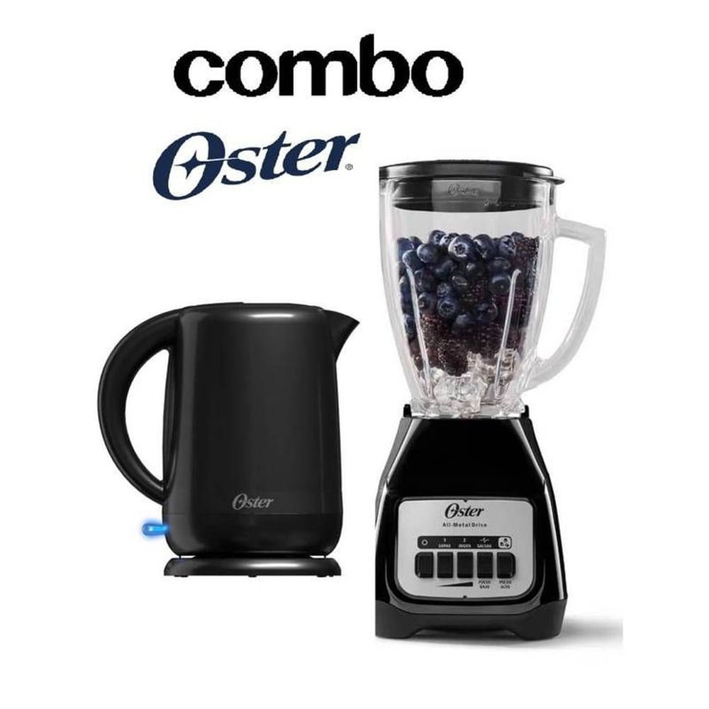 Combo Oster Licuadora 1.5 L + Hervidor Eléctrico 1.7 L - Negro
