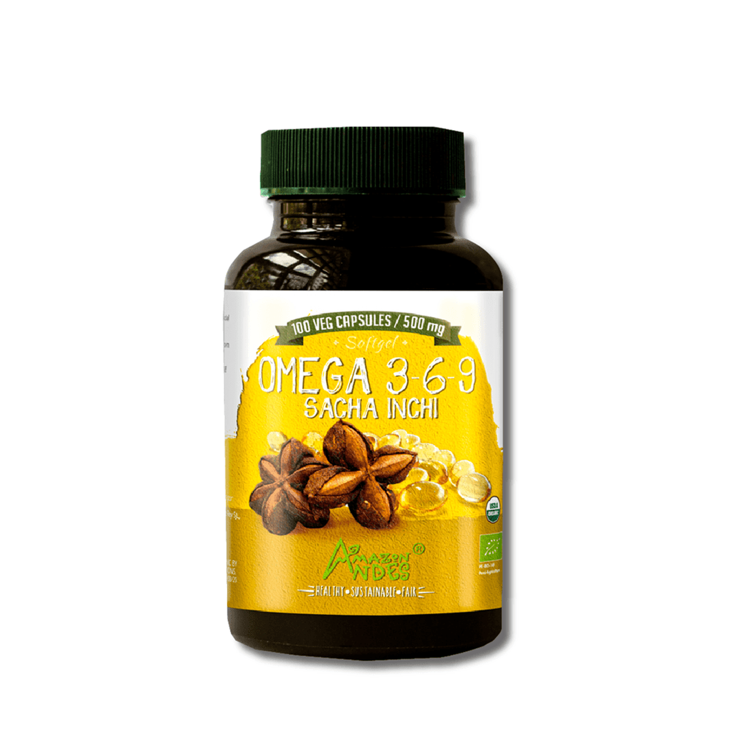 Sacha inchi orgánico softgel 100 cápsulas * 500 mg Amazon Andes Oechsle