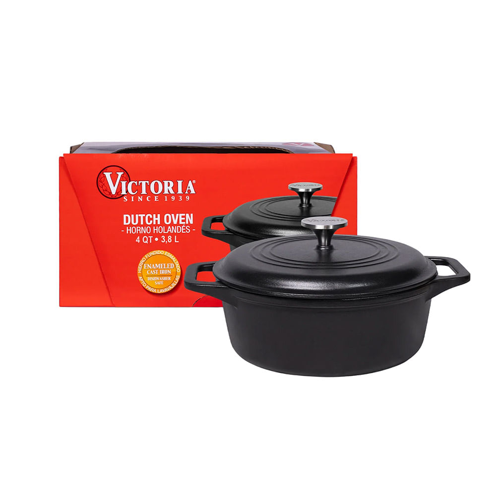 Olla 24 Cm 3.8 Lt Hierro Fundido Victoria Holandés Esmaltada