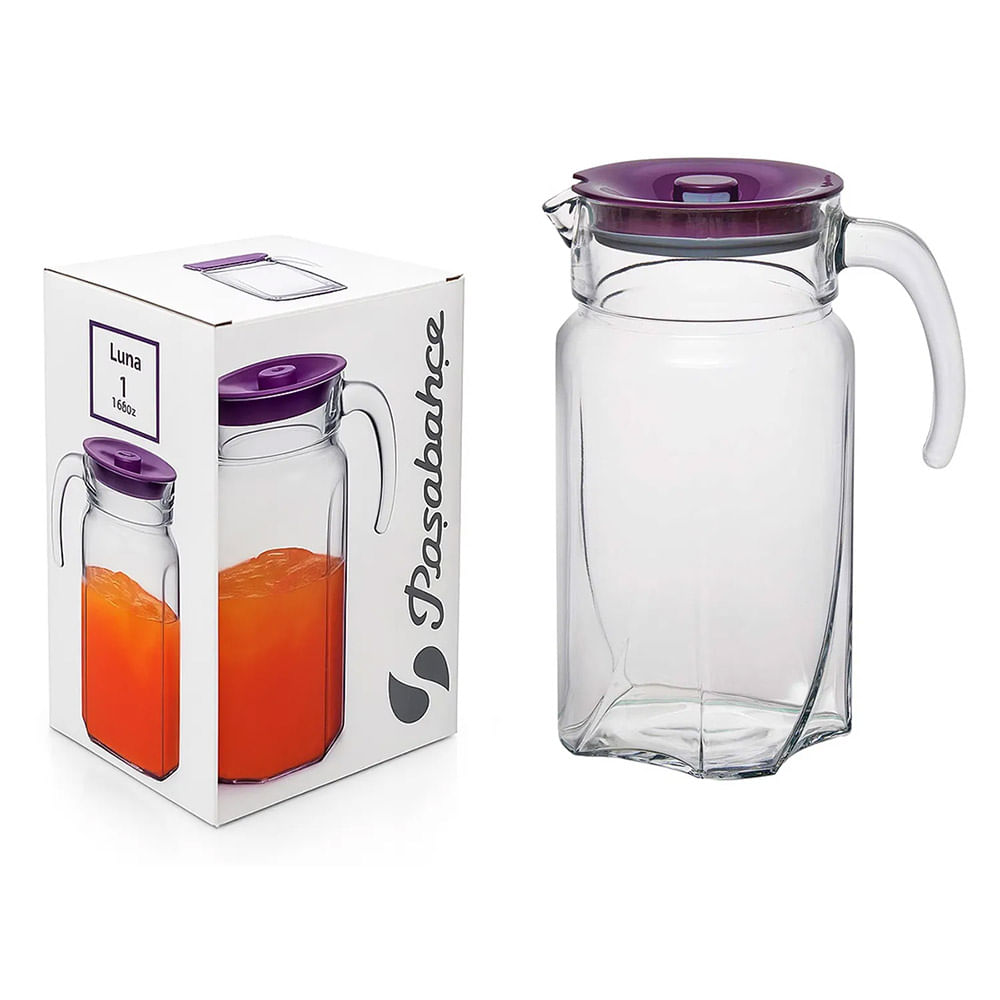 Pasabahce Jarra Luna 1.75 L Tapa Morada Resistente a Caliente