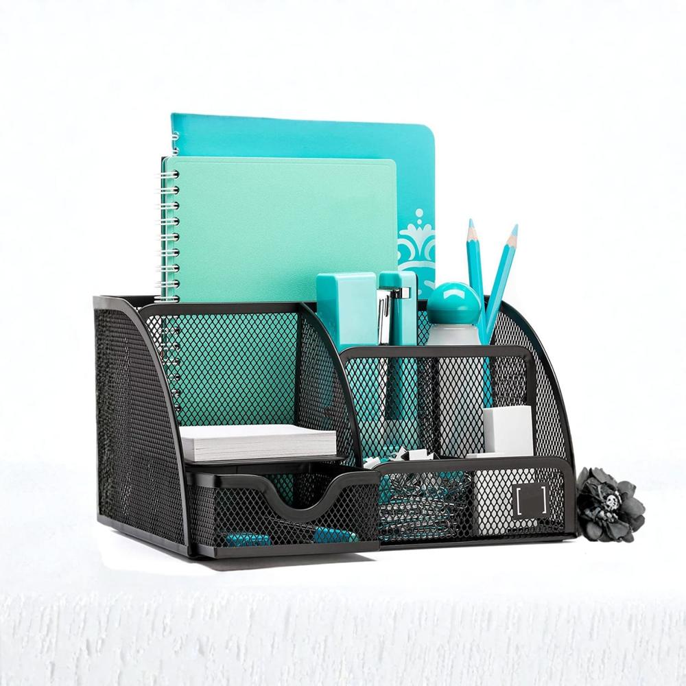 Organizador De Escritorio Metálico Negro – Diseño Moderno