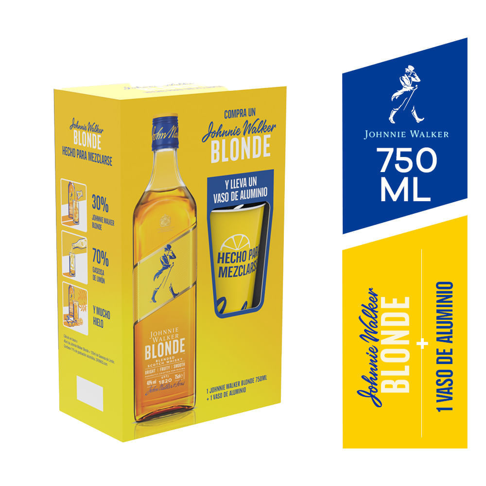 Whisky JOHNNIE WALKER Blonde Botella 750ml + Vaso