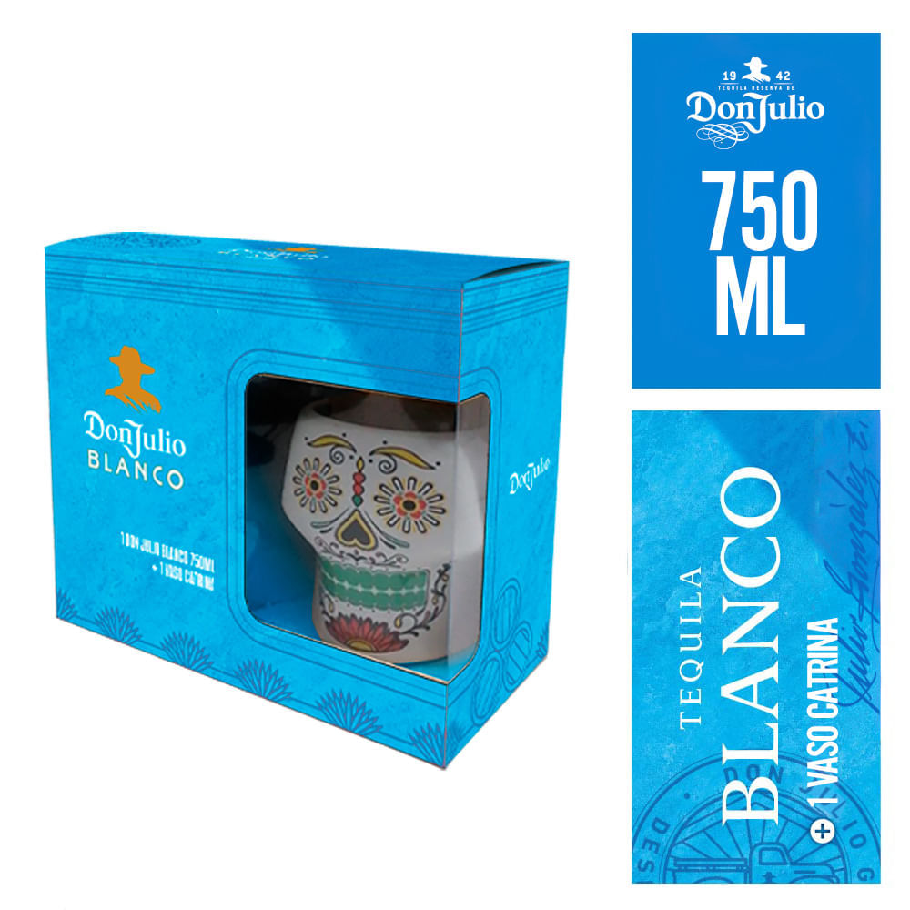 Tequila Blanco DON JULIO Botella 750ml + Mug Catrina
