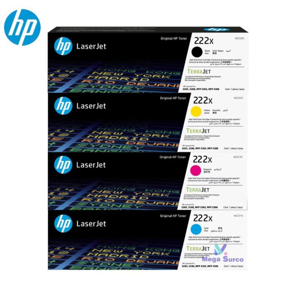 KIT TONER HP 222X PARA M3303 NEGRO Y COLORES