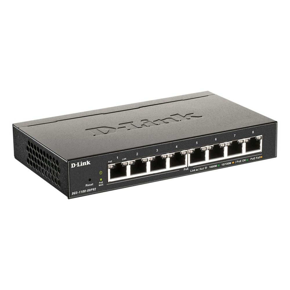 Switch D-Link DGS-1100-08P, Capa 2, 8 puertos RJ-45 LAN GbE, PoE, Auto MDI/MDIX