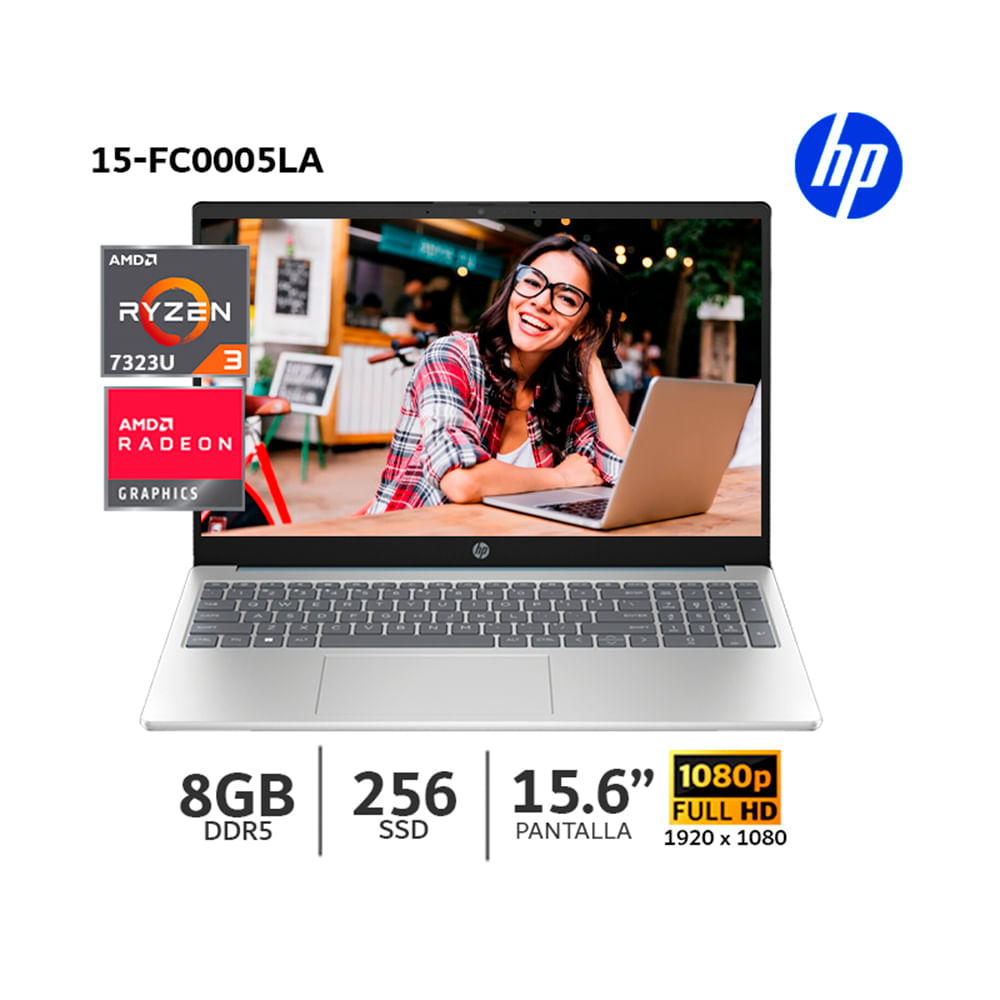 Laptop HP 15-FC0005LA AMD Ryzen 3 7320U 8Gb Ram 256Gb SSD 156 FHD Wind 3 CELDAS-802M8LA Laptop HP 15-FC0005LA AMD Ryzen 3 7320U 8Gb Ram 256Gb SSD 156 FHD Wind 3 CELDAS-802M8LA