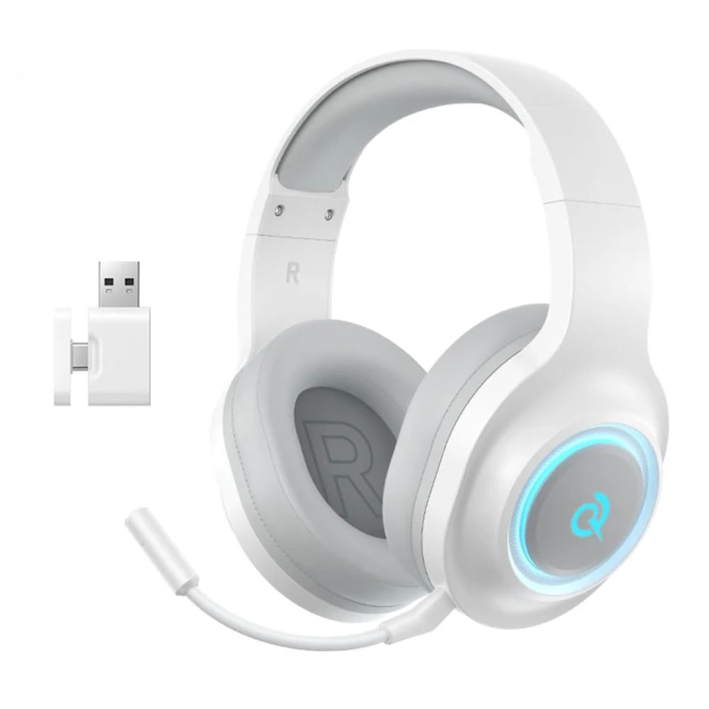 Audífonos Inalámbricos Gamer Qcy Heroad V200 Blanco Triple Conexión