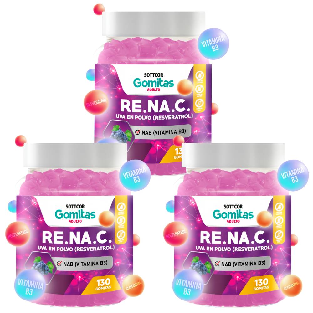 Gomitas de Resveratrol para Adulto 130 Gomitas Sottcor Labs - 3 UND