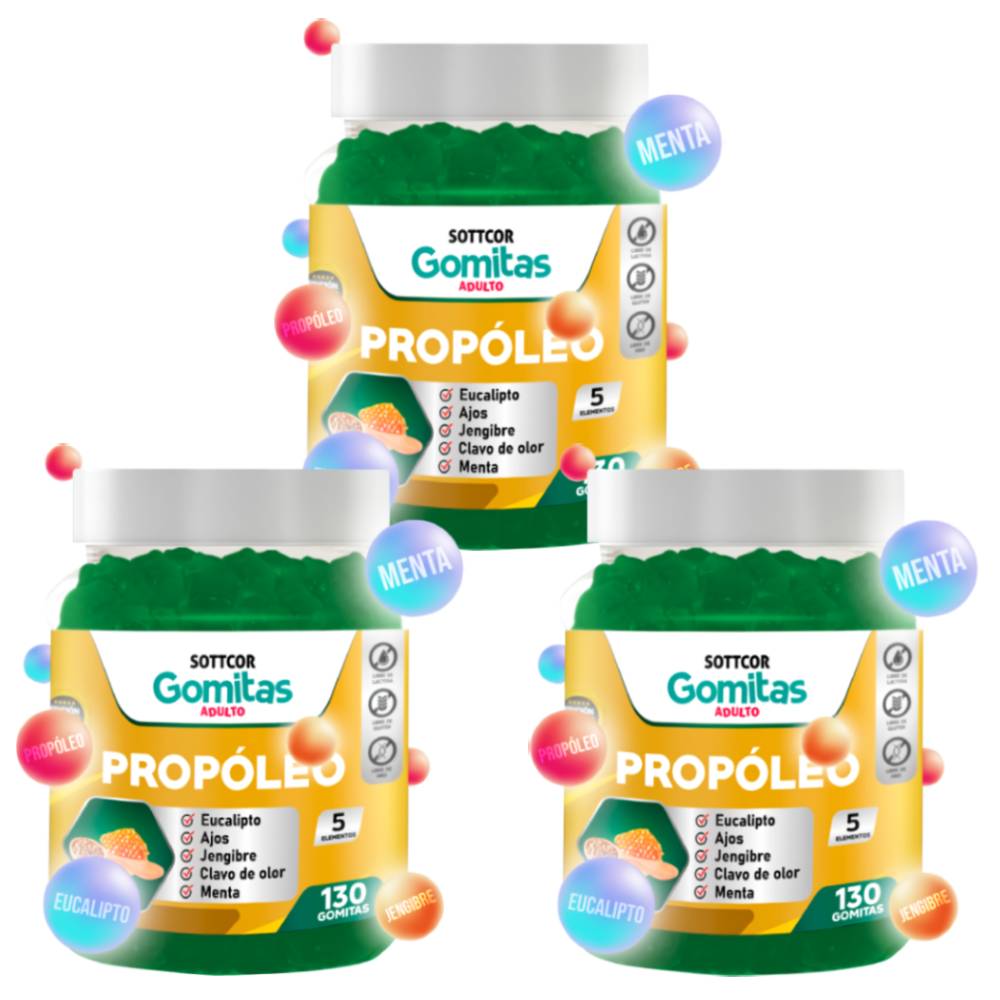 Gomitas de Propóleo para Adulto 130 Gomitas Sottcor Labs - 3 UND