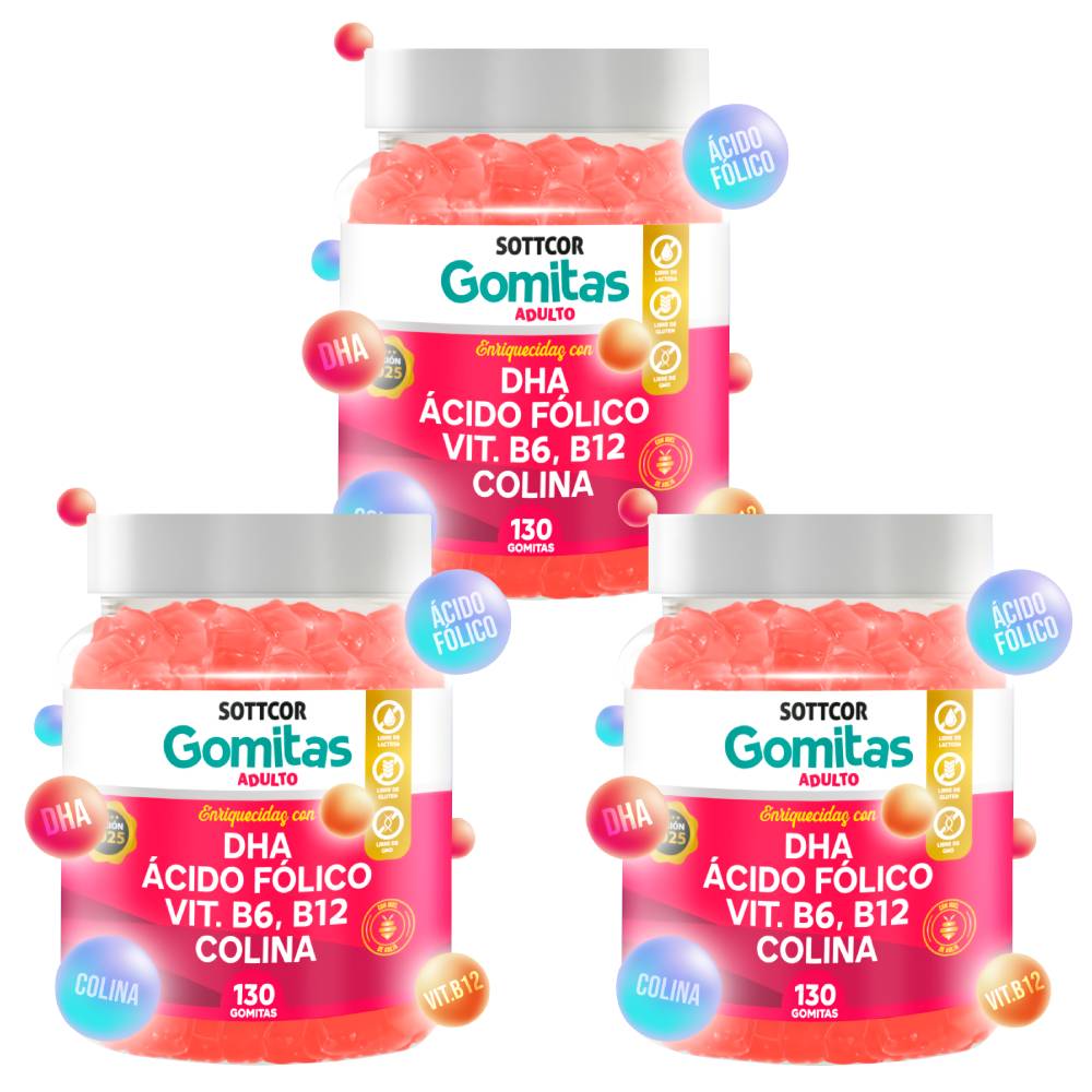 Gomitas de DHA para Adulto 130 Gomitas Sottcor Labs - 3 UND