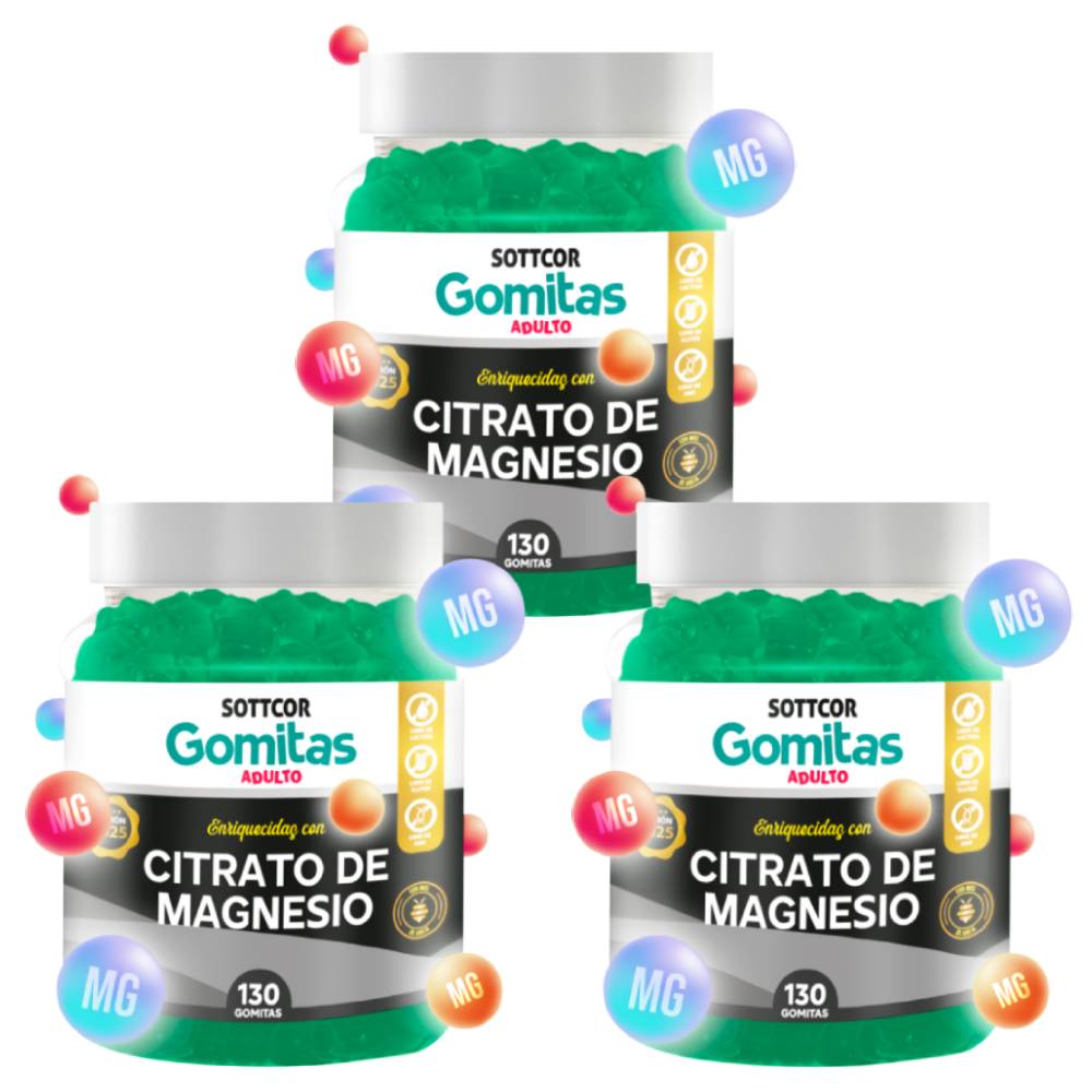 Gomitas de Magnesio para Adulto 130 Gomitas Sottcor Labs - 3 UND