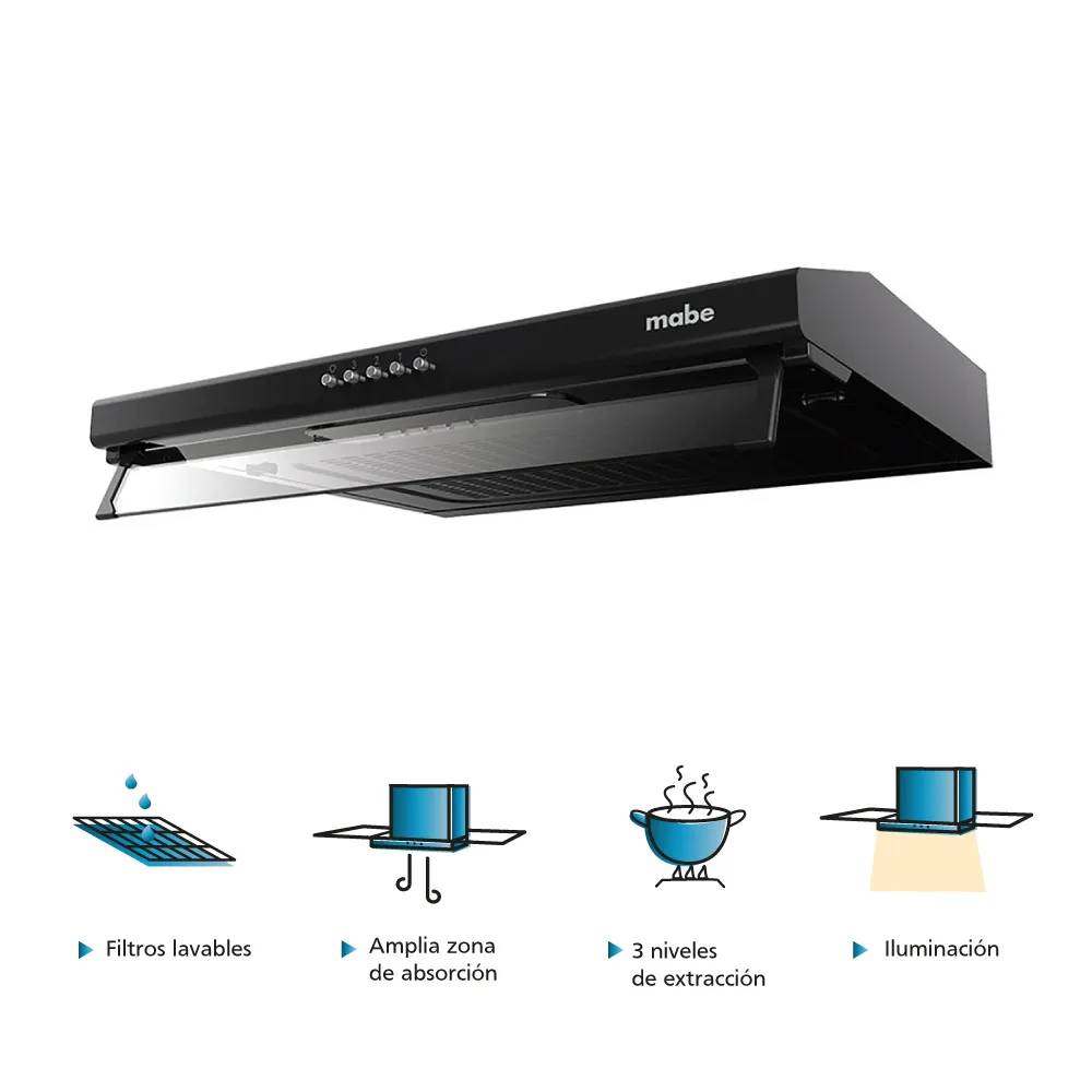 Campana de utilitaria 60 cm Negro Mabe - CMU6020PB0