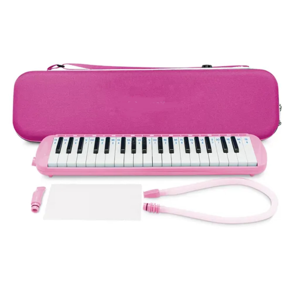 Melódica de 37 Teclas con Estuche y Boquillas Rosado
