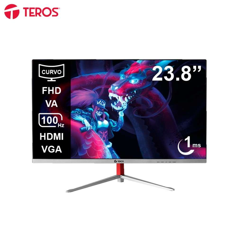 Monitor curvo TEROS TE-2402S 23.8"" FHD VA 100Hz 1ms HDMI VGA negro
