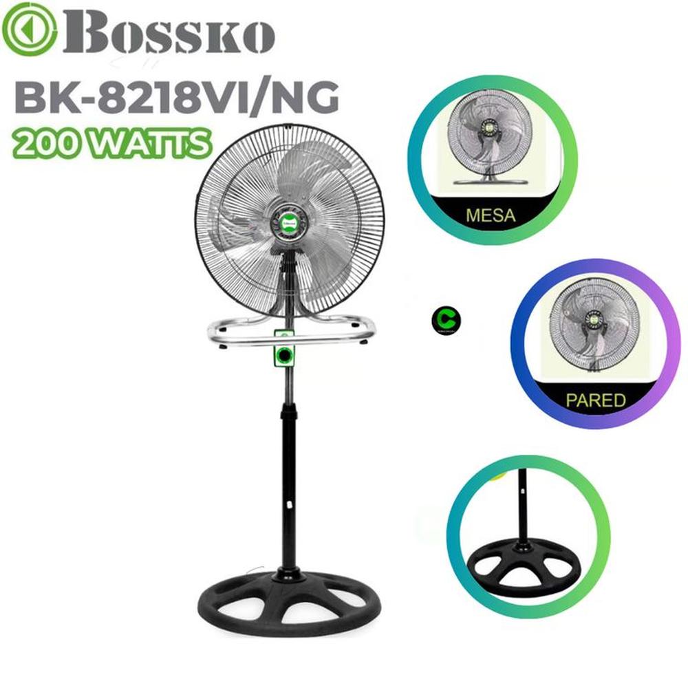 VENTILADOR BOSSKO 3 EN 1 DE 18 BK-8218 VI NEGRO