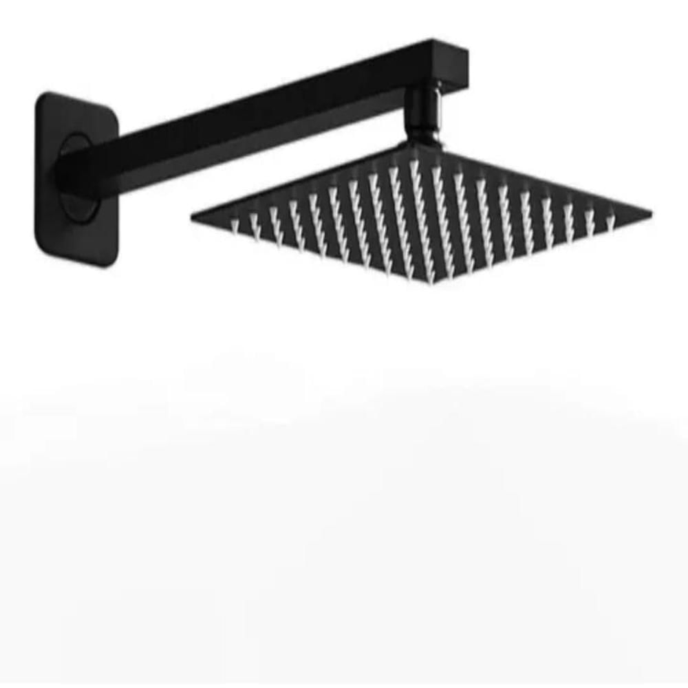 Cabezal de Ducha Negro Mate cuadrado ultra plano de 20cm Acero SS304 con brazo de 40cm